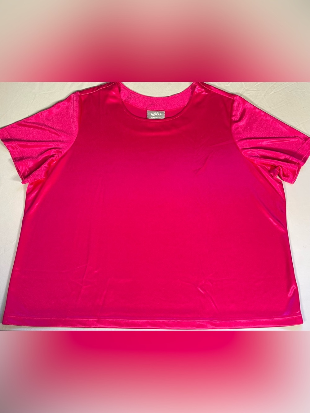 Blair Hot pink Satin Short Sleeve Top Blouse Plus Size 3X 80s 90s VTG Inspired